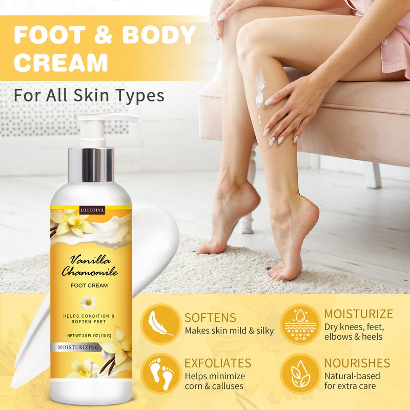 LUCOTIYA Foot Soak Set Pedicure Kit  Vanilla chamomile Foot Soak Salts Foot File Foot Scrub & Urea Foot Cream Pedicure Supplies for Dry Cracked Feet for Women - Image 5